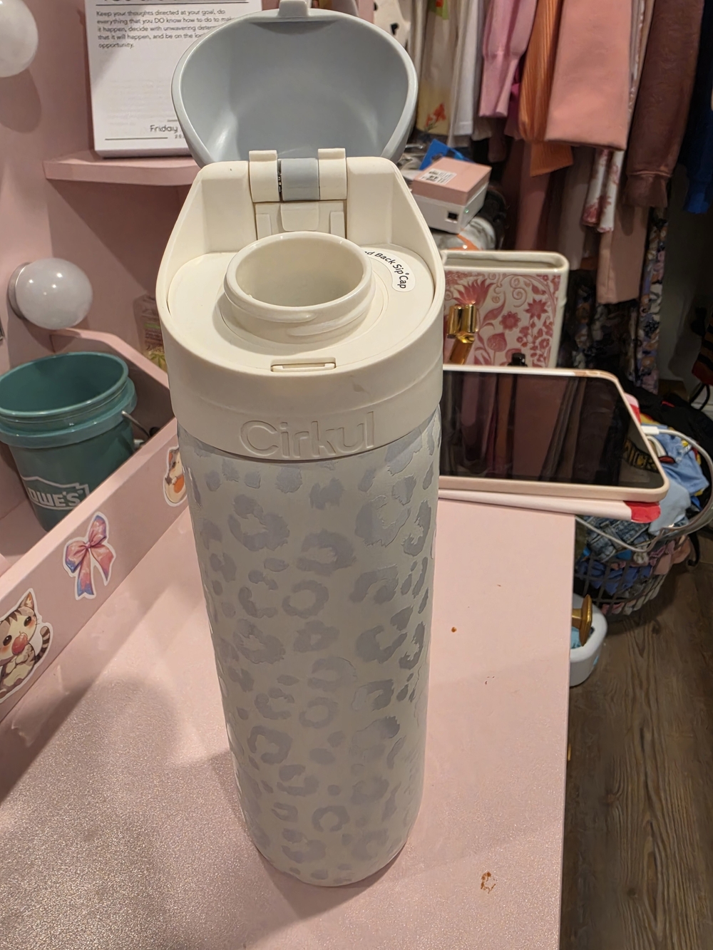 Cirkul White Leopard Print Water Bottle - White